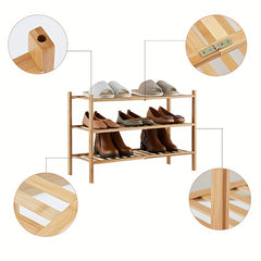 3 Tier Bamboo Shoe Rack Organize Shoes Clothes with Ease
