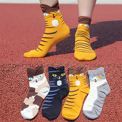 2 Pairs Cartoon Cat Print Socks Women's Stockings
