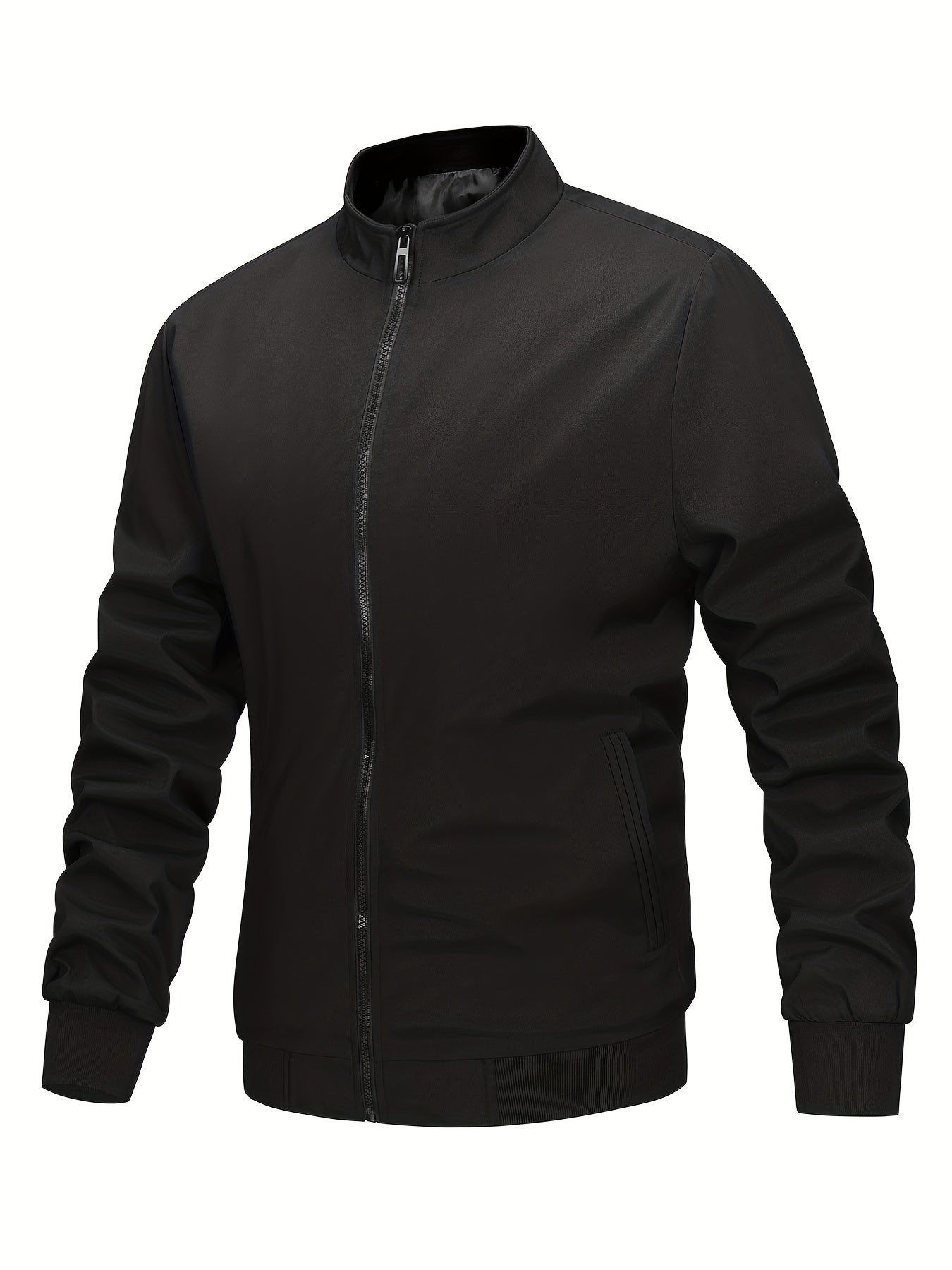 Men's Stand Collar Zip Up Windbreaker Jacket for Outdoor Activities