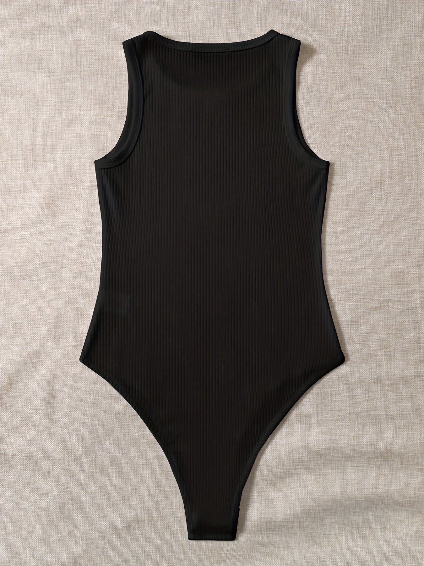 Basic Bodysuit Women's Plus Ribbed Round Neck Bodysuit