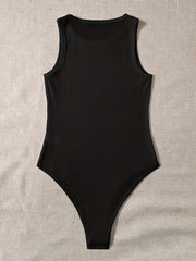 Basic Bodysuit Women's Plus Ribbed Round Neck Bodysuit