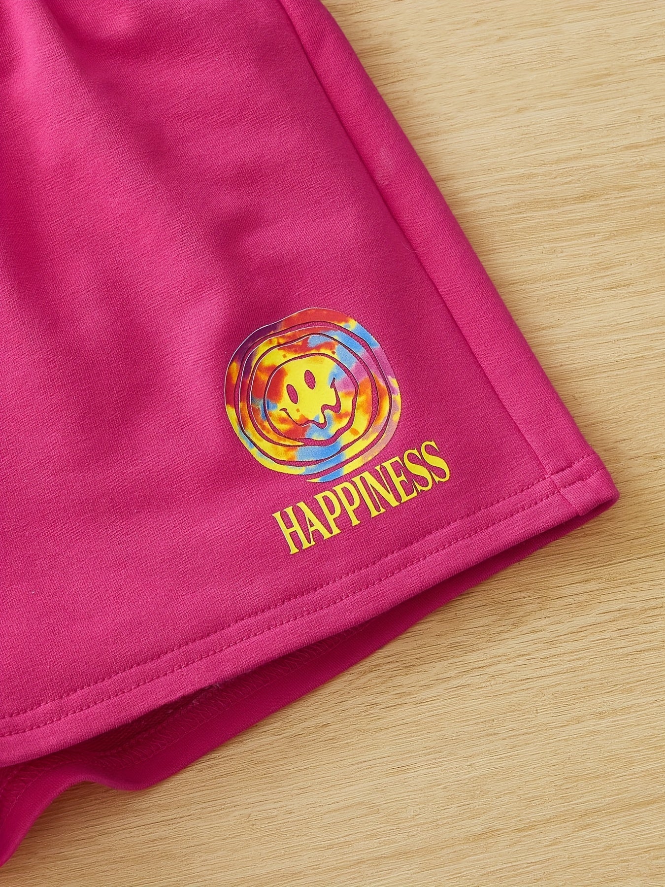 Toddler Girls Smile Face Graphic Elastic Waist Casual Sports Track Shorts