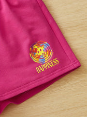 Toddler Girls Smile Face Graphic Elastic Waist Casual Sports Track Shorts