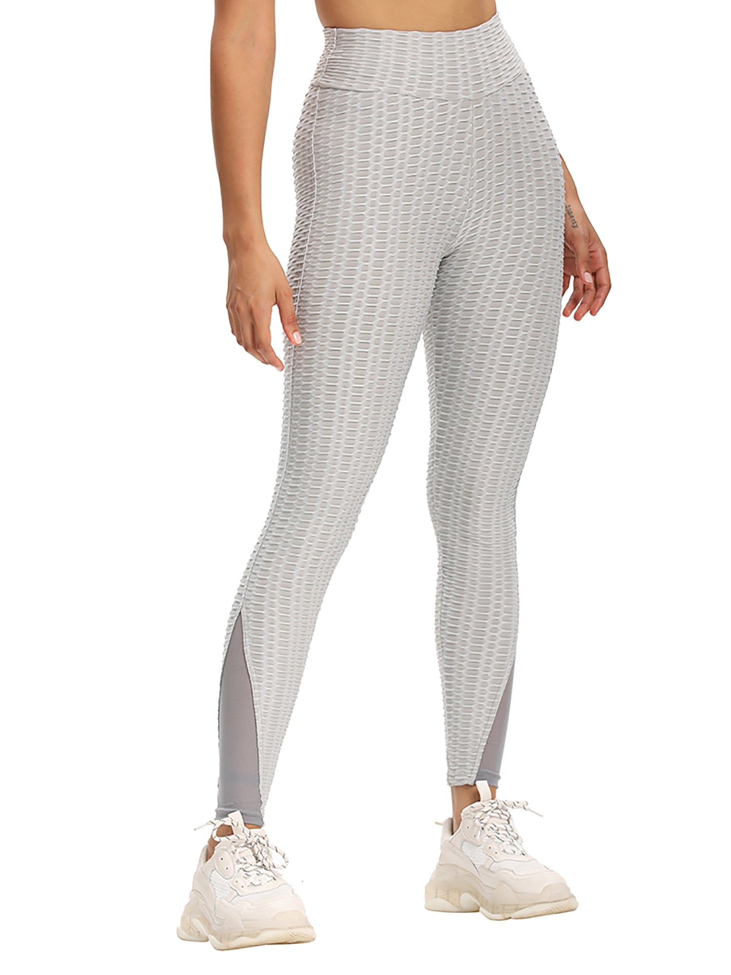 High Waist Butt Lifting Yoga Pants with Mesh Contrast