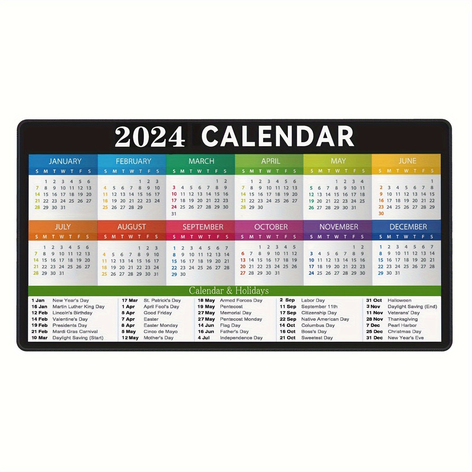 Large Desk Calendar Mouse Pad Non-slip Rubber for Office Laptop