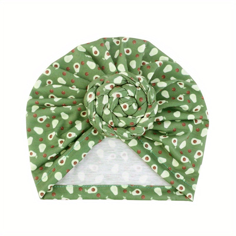 Breathable Knot Printed Flower Kids Turban Hat For Newborn Infant