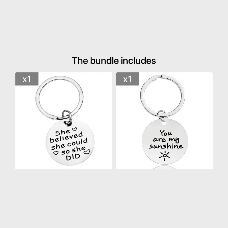 Stainless Steel Mom-Daughter Love Message Keychain