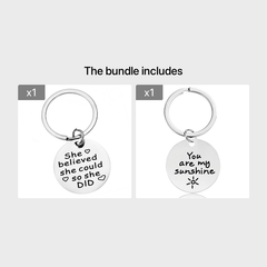 Stainless Steel Mom-Daughter Love Message Keychain