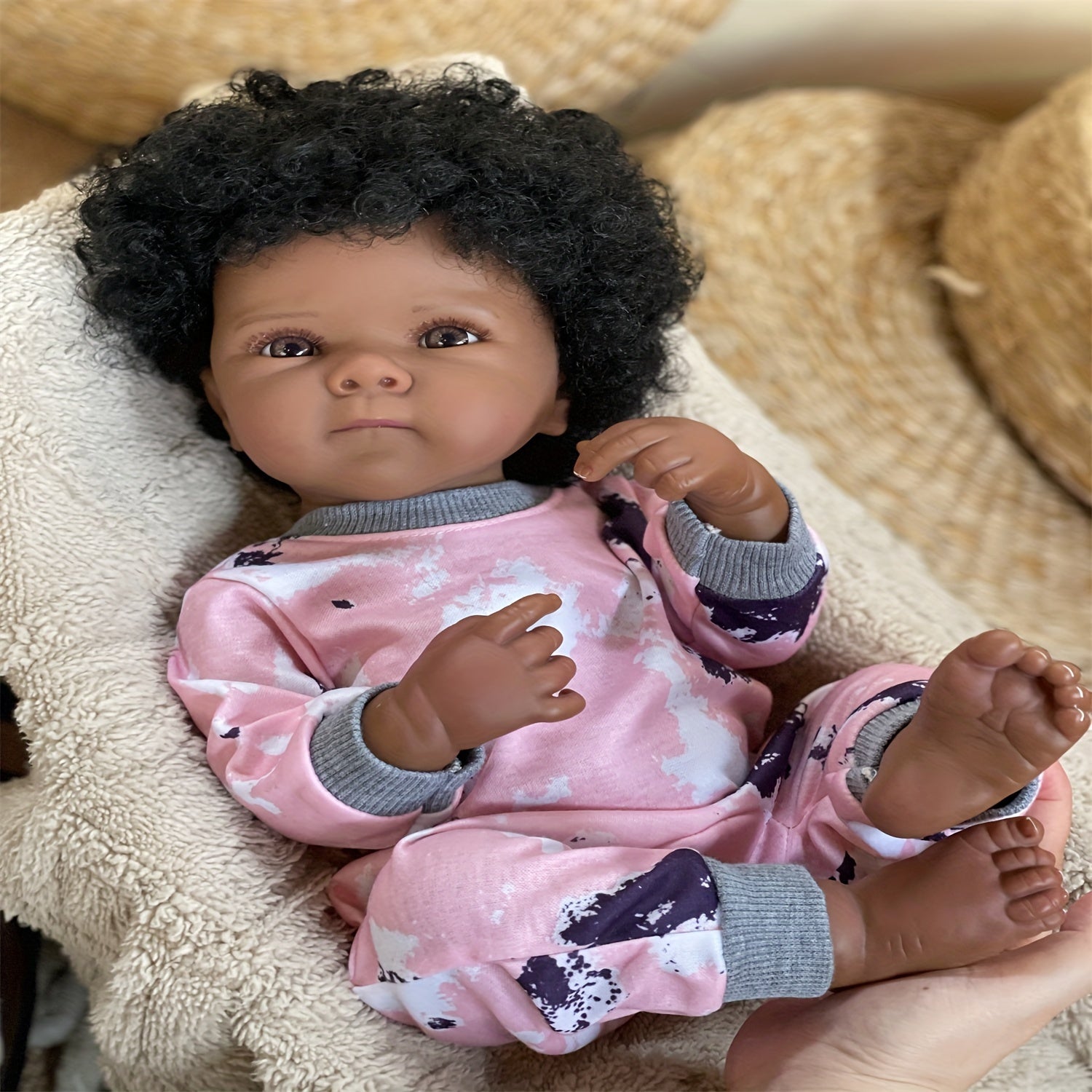 Dark Skin Bettie Vinyl Baby Girl Doll with Rooted Hair Brown Eyes