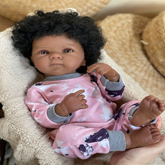 Dark Skin Bettie Vinyl Baby Girl Doll with Rooted Hair Brown Eyes