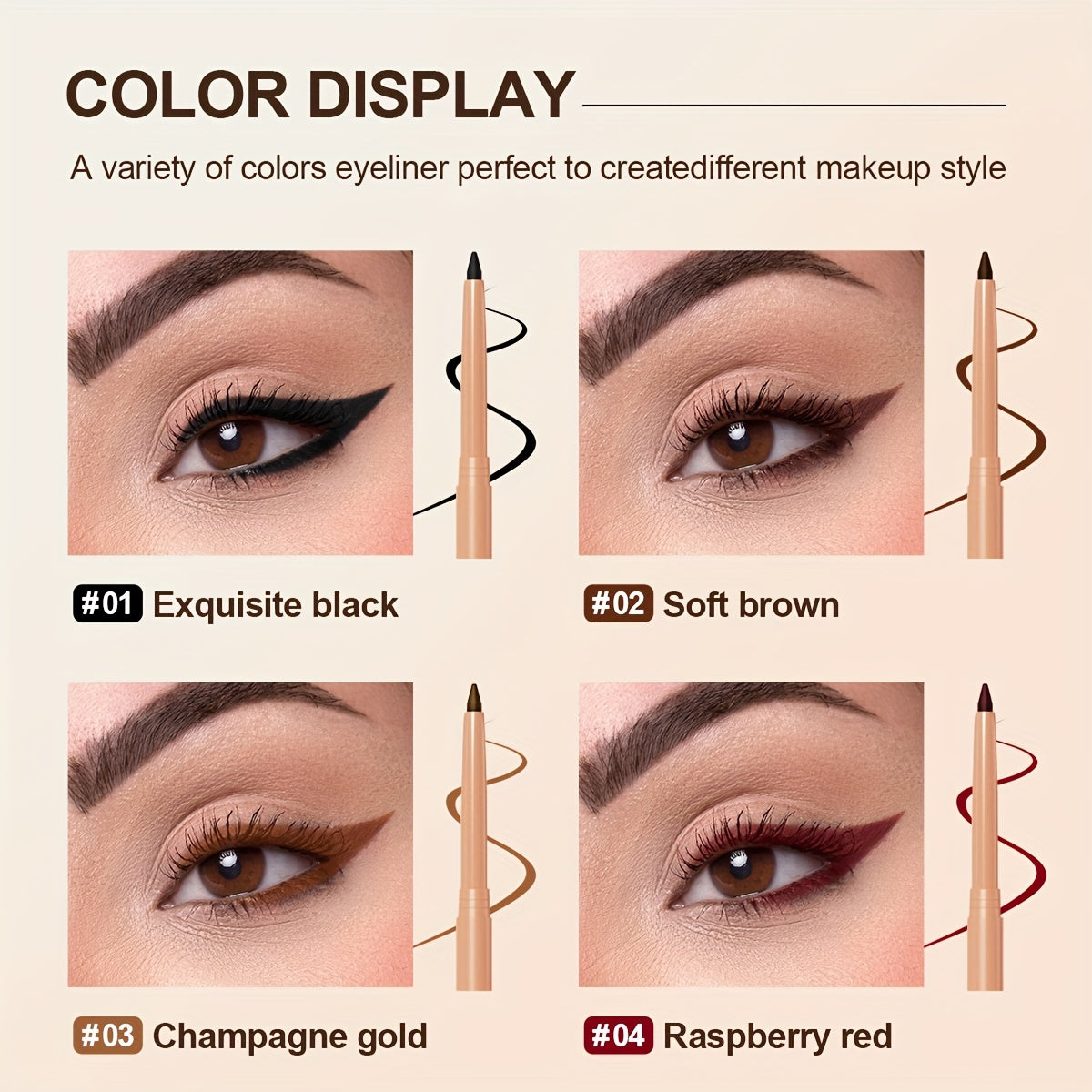 Colorfast Eyeliner Pencil Waterproof Smudgeproof Long Wearing