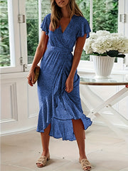 Boho Floral Wrap Maxi Dress Split Beach Party
