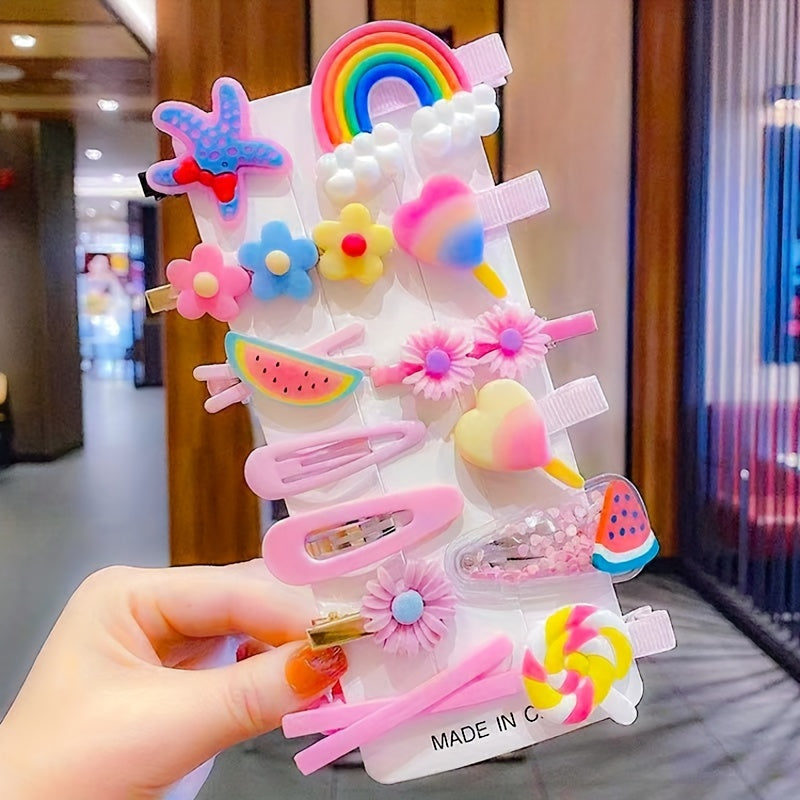 14pcs Baby Girls Cartoon Hair Clips Party Hair Accessories Sets Gift