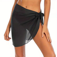 Women's Sheer Chiffon Short Sarong Beach Wrap Solid Cover Up