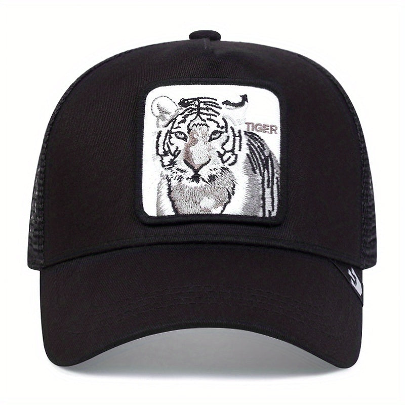 Tiger Patch Trucker Hat Mesh Anime Embroidery Dad Hats Animal Pattern
