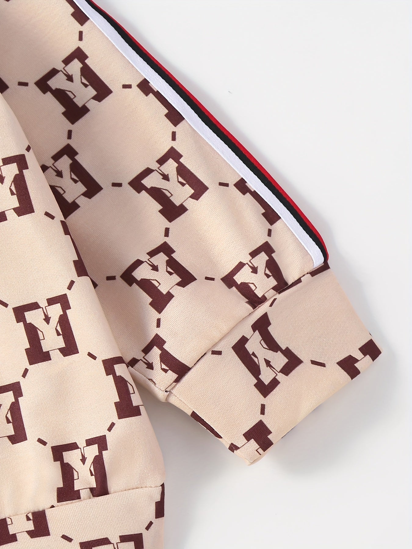 Boy's Geometric Pattern Hoodie & Sweatpants Set for Spring Fall