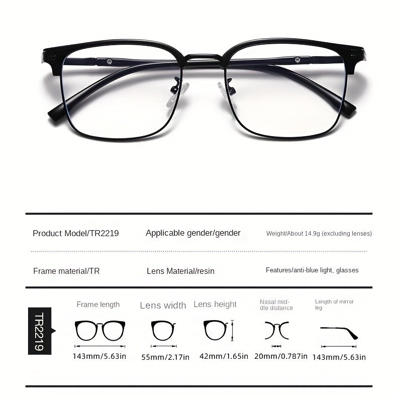 Semi Rimless Men's Glasses Protective Glasses For Reading Office Games