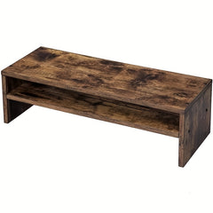 2 Tier Wooden Monitor Stand Riser For Desk - Home Office Desk Shelf