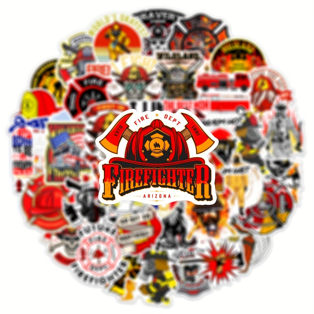 50pcs Firefighter Doodle Stickers Waterproof Decorative DIY Creative Toys