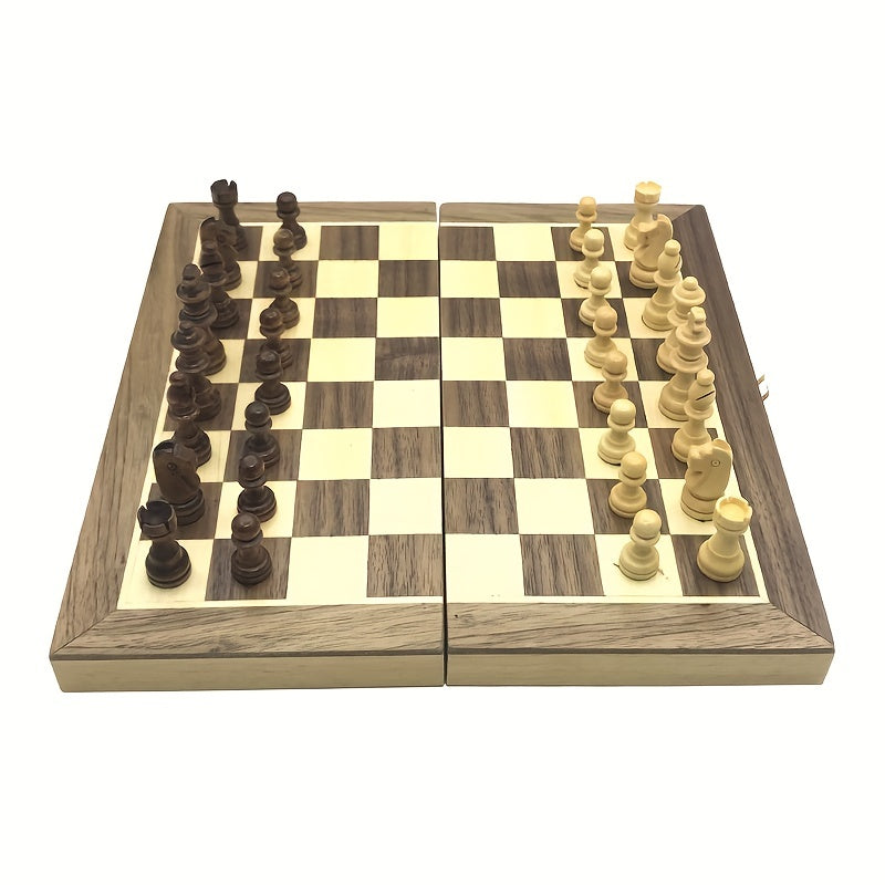 Wooden Chess and Checkers Set for Outdoor Fun