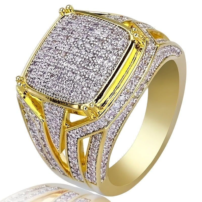 Men's Punk Rhinestone Hip Hop CZ Ring