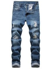 Men's Slim Fit Ripped Jeans - Street Style Distressed Denim Pants