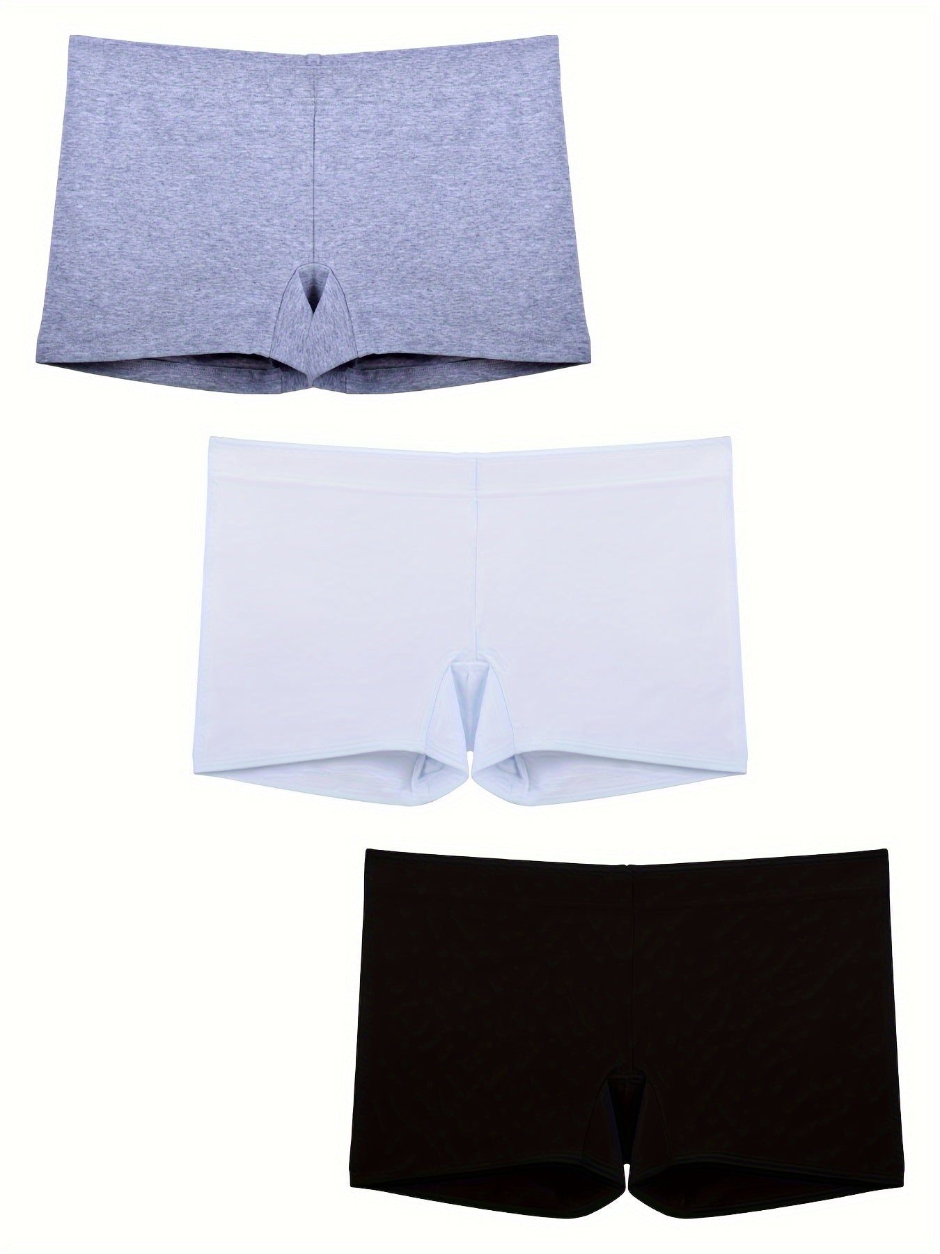 3pcs Solid Boyshort Panties Soft & Comfortable Stretch Panties