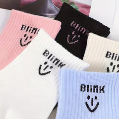 5 Pairs Letter Print Mid Tube Socks Women's Stockings