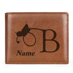 Custom Name Cowhide Wallet - Laser Engraved - Unique Gift