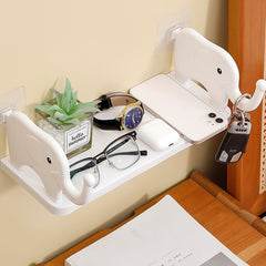 Gray Elephant Ornament Shelf Without Punching Bathroom Storage Shelf