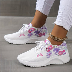 Soft Sole Butterfly Pattern Sneakers Lightweight Breathable Shoes