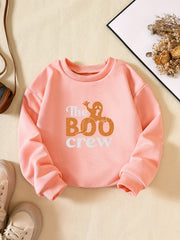 Girls' Ghost And Letter Print Sweatshirt Pullover For Halloween Outfit