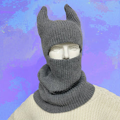 Monster Horn Balaclava Solid Ski Mask Elastic Knitted Mask Unisex Warm Knit Hat