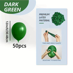 50 Dark Green Latex Balloons for Party Decorations