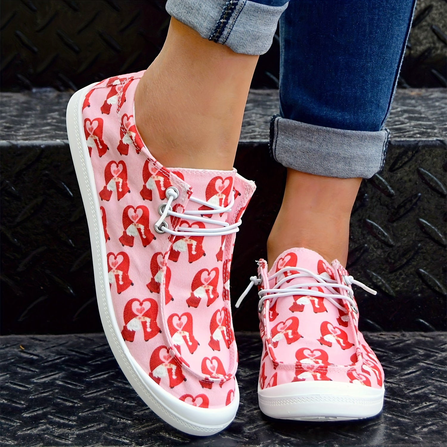 Pink Love Flat Sports Outdoor Sneakers Anti Slip Women's Shoes
