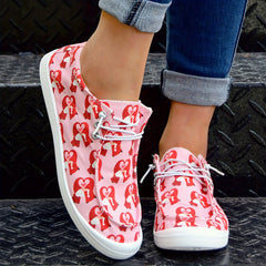 Pink Love Flat Sports Outdoor Sneakers Anti Slip Women's Shoes