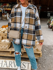 Plaid Shirt Jacket Long Sleeve Casual Shacket for Women