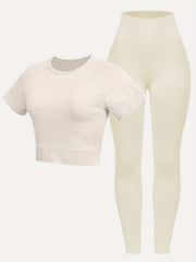 Seamless Sports Wear Set: T shirt & Leggings - Moisture wicking & Breathable