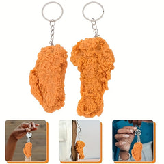2pcs Fried Chicken Leg Keychain Pendant Funny Car Keychain