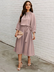 Ruched Long Sleeve Party Midi Dress Women's Clothing