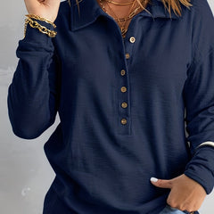 Casual Sweater Solid Knitted Long Sleeve Button Up Pullover Jumper