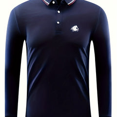 Men's Horse Print Polo Shirt Long Sleeve