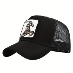 Horse Embroidery Baseball Cap Patch Animal Duck Tongue Cap Mesh Peaked Cap
