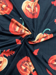Plus Size Pumpkin & Leaf Print Long Sleeve Dress