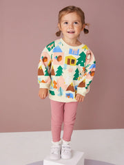 Snowman Girl's 2pcs Sweatshirt & Leggings Set Pine Print Top Christmas Style