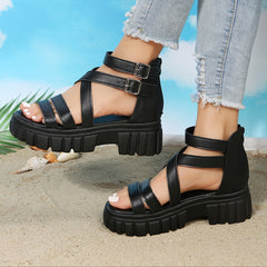Women's Open Toe Platform Sandals Buckle Summer Sandals