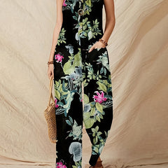 Boho Floral Wide Leg Jumpsuit for Women