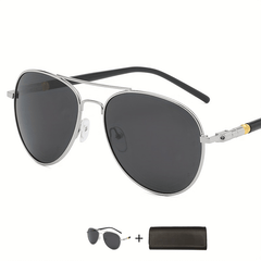 Men's Polarized Anti Light Sunglasses Vintage Metal Spring Legs