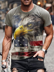 Eagle Pattern Men's Short Sleeve Graphic Tee Summer Clothes