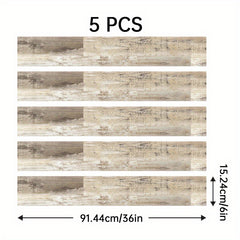 5pcs 6'' X 91 Wood Grain Floor Stickers Non Slip Self Adhesive Wall Stickers